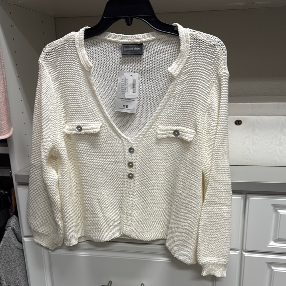 Off white cotton pullover sweater by Wooden Ships
NWT